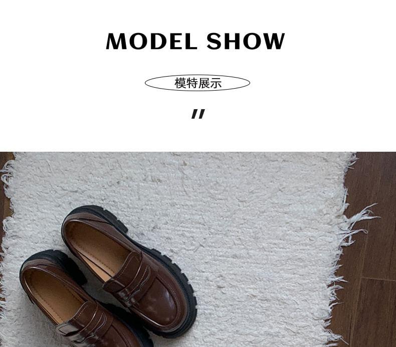 Platform Chunky-Heel Penny Loafers Product Image