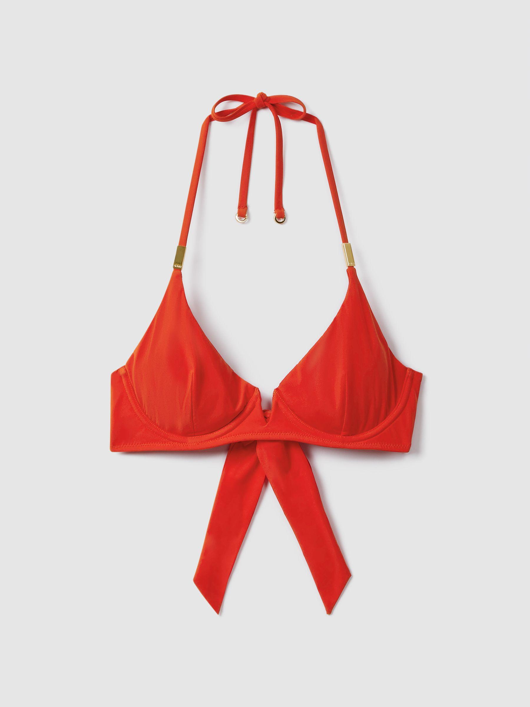 Underwired Tie Back Bikini Top in Red Product Image
