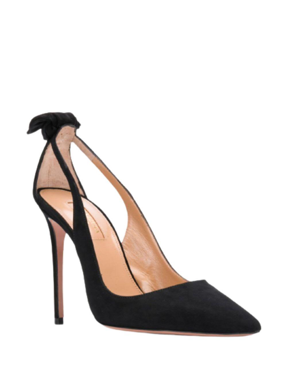 AQUAZZURA Bow Tie 85 Suede Pumps In Black Product Image