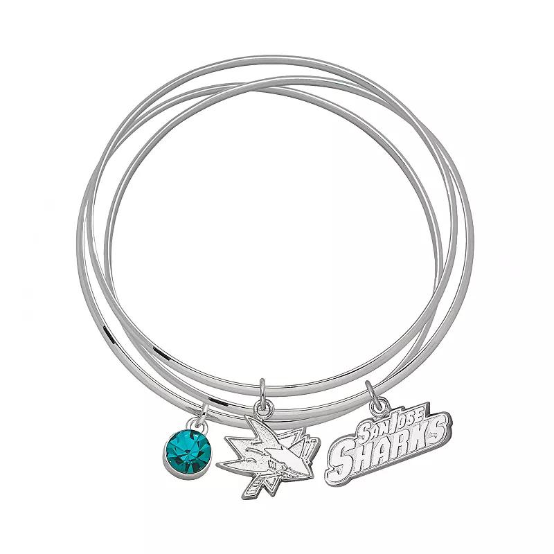 LogoArt San Jose Sharks Silver Tone Bangle Bracelet Set, Women's Product Image