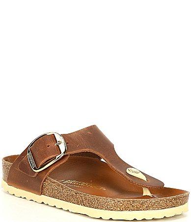 Gizeh Big Buckle Smooth Leather Sandals Product Image