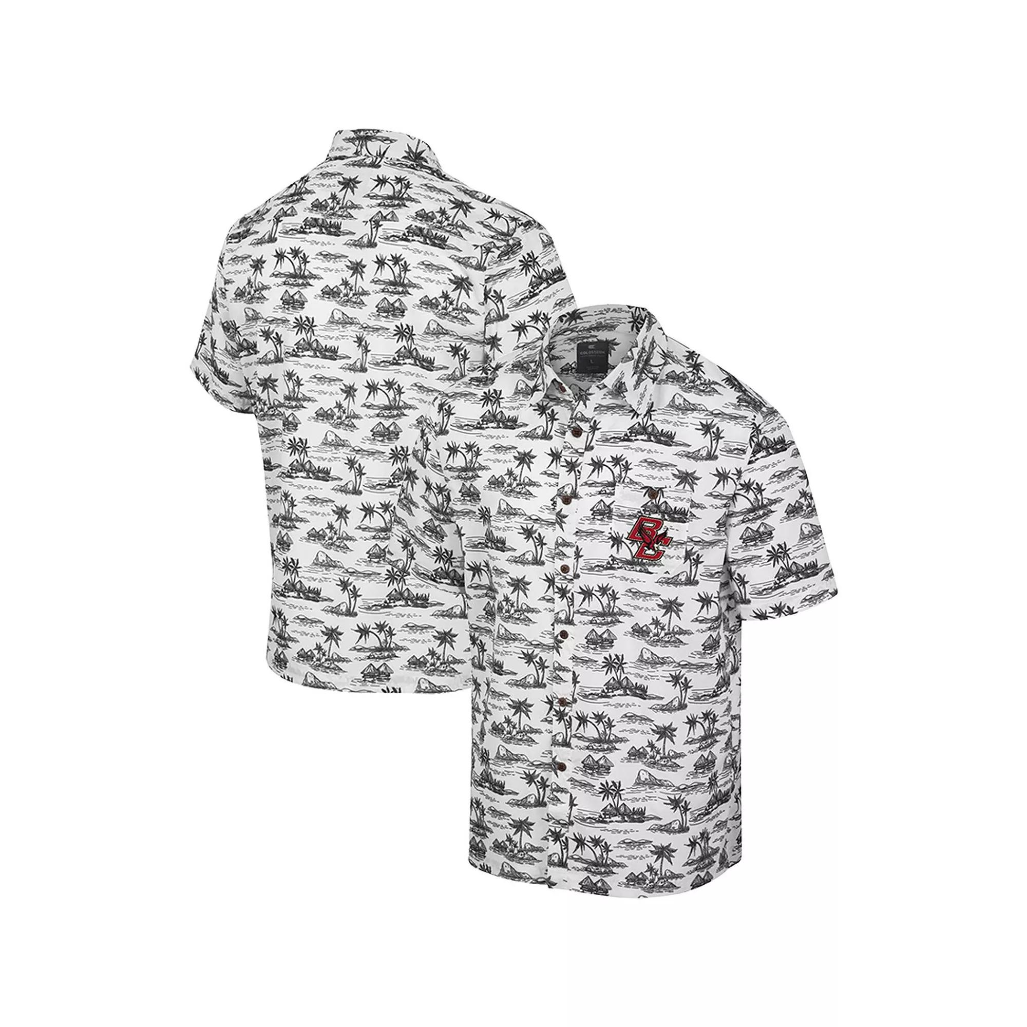 Men's Colosseum White Boston College Eagles Spontaneous is Romantic Camp Button-Up Shirt, Size: XL Product Image