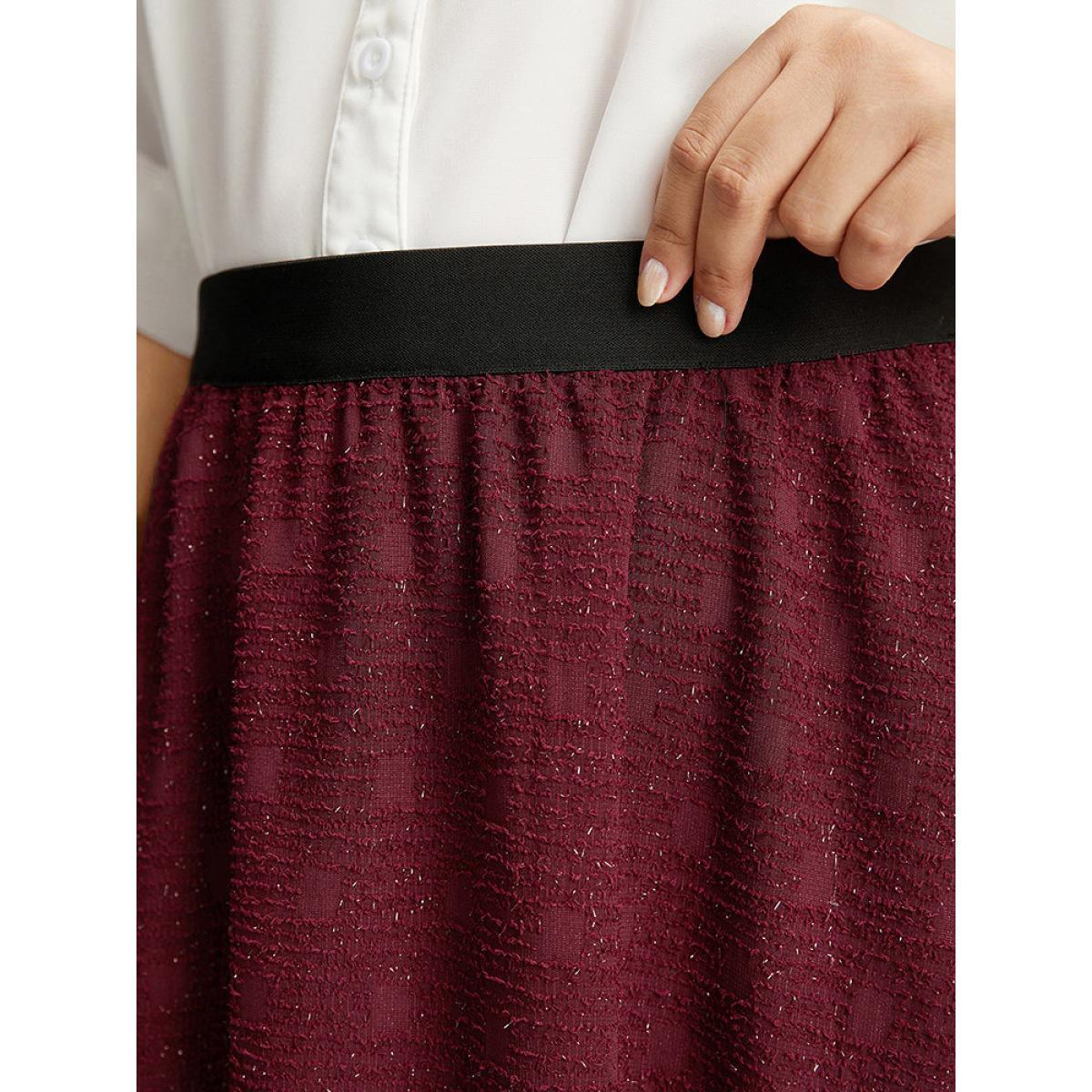 Plus Size Glitter Contrast Patchwork Texture Skirt Women Scarlet Glamour Texture No stretch Going out Skirts BloomChic 14-16/1X Product Image