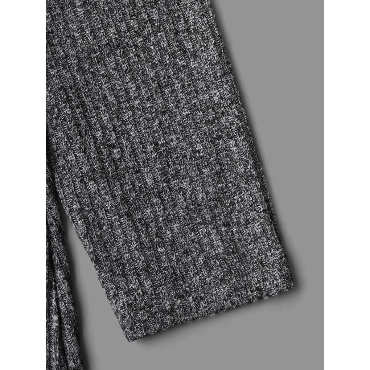 Plus Size Crew Neck HeatherRibbed Knit Dress DimGray Women Leisure Button Knit Dresses Bloomchic 28/5X Product Image