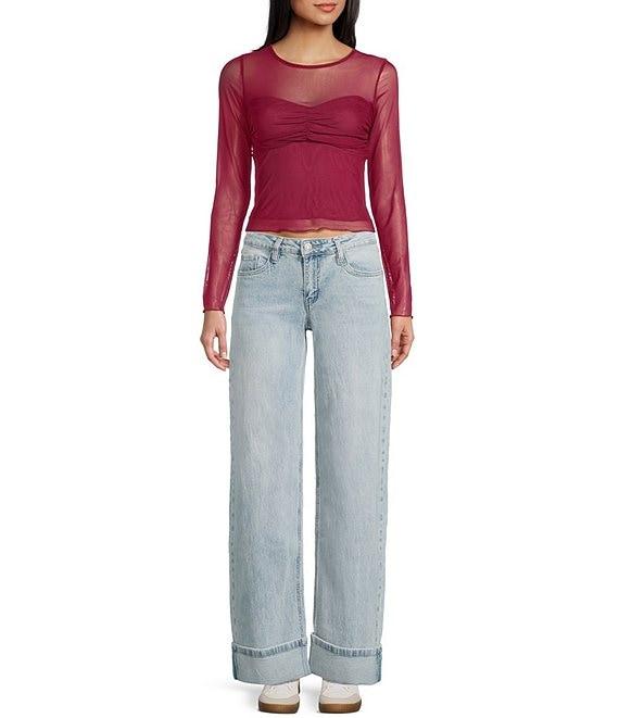 Evolutionary Mesh Boat Neck Long Sleeve Top Product Image