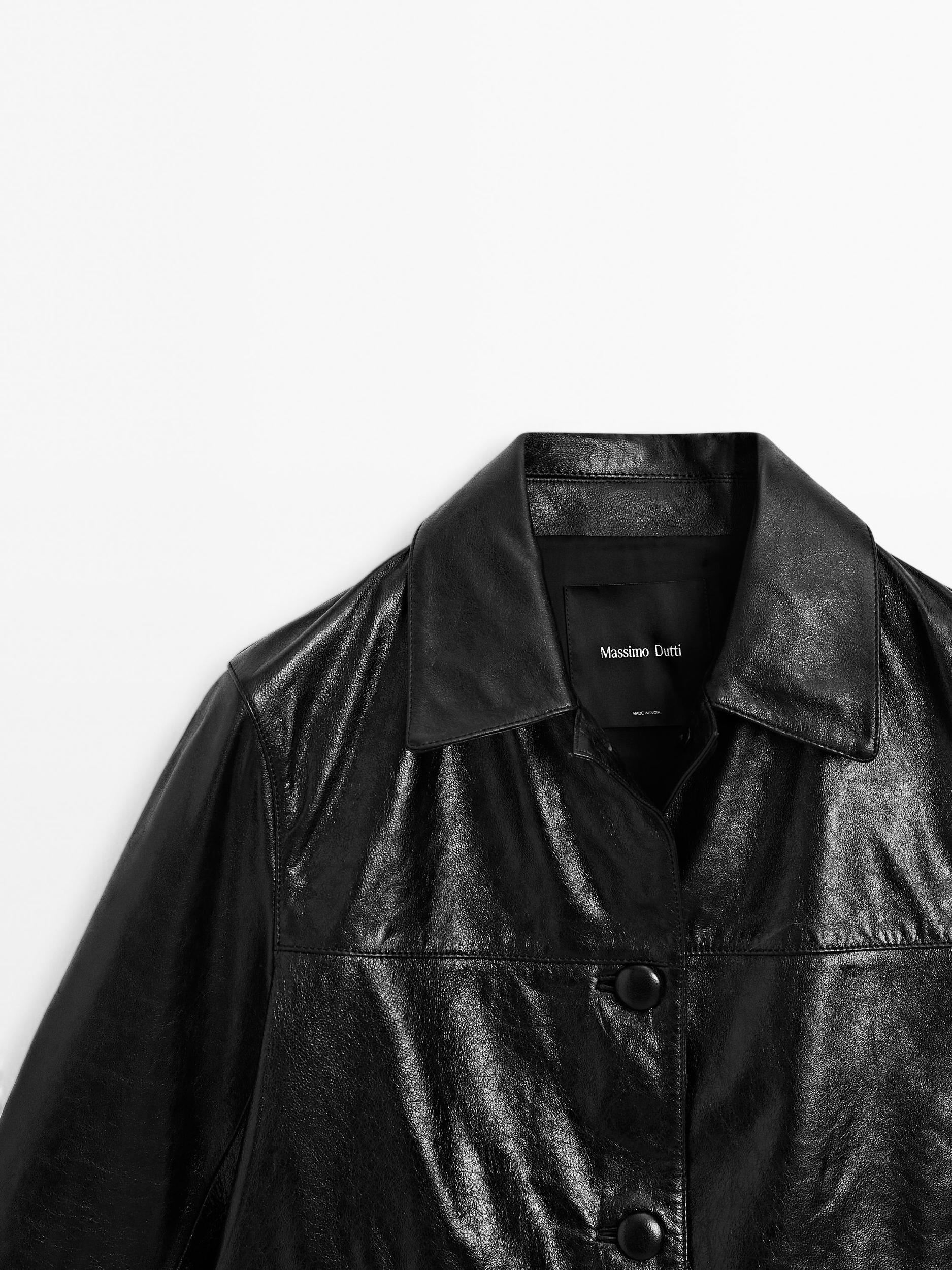 Cropped nappa leather jacket Product Image