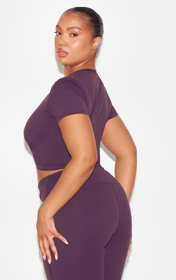 Dark Plum Sculpt Short Sleeve Longline Gym Top Product Image
