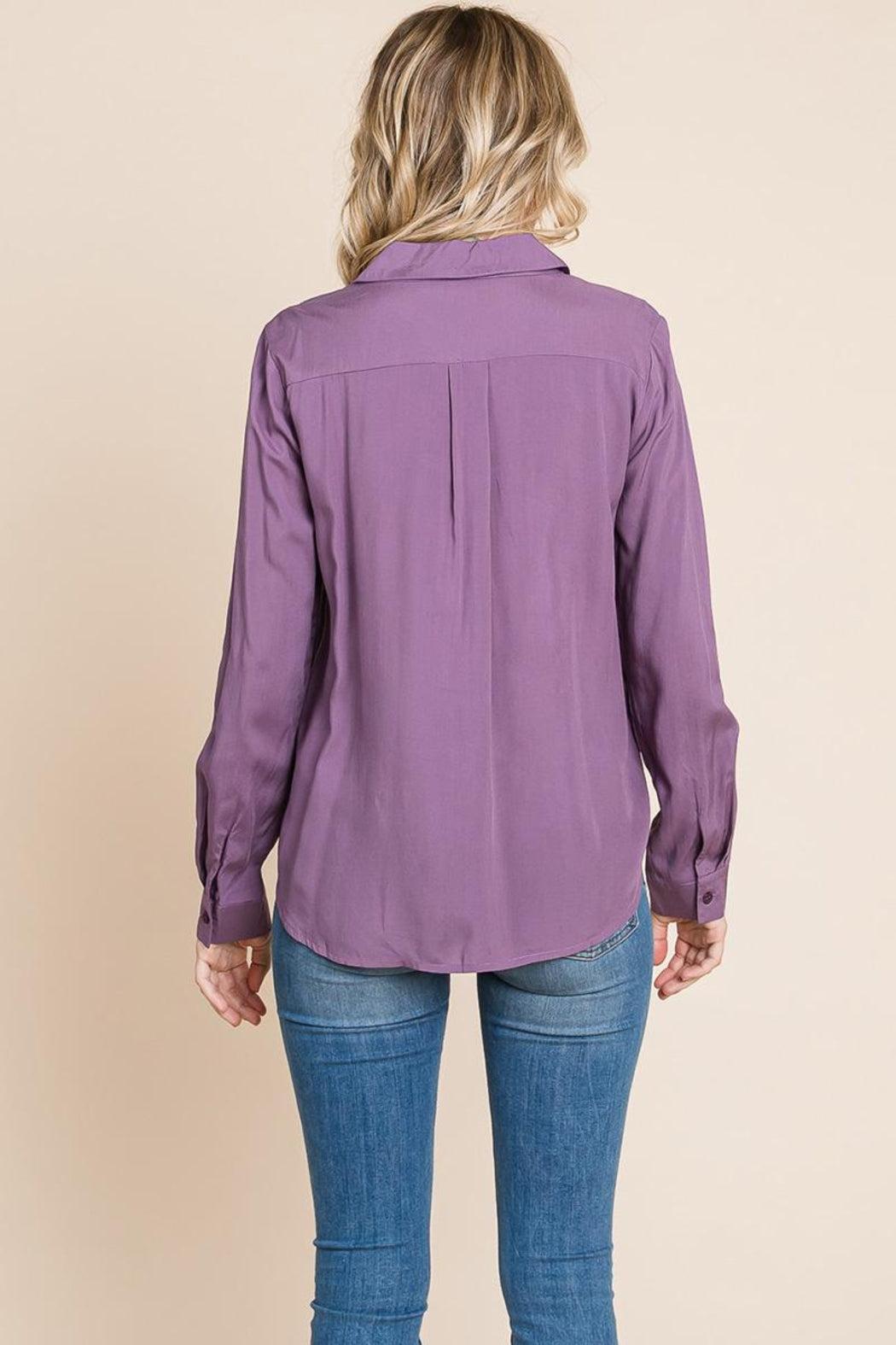 V Neck Front Zip Up Long Sleeve Top Product Image