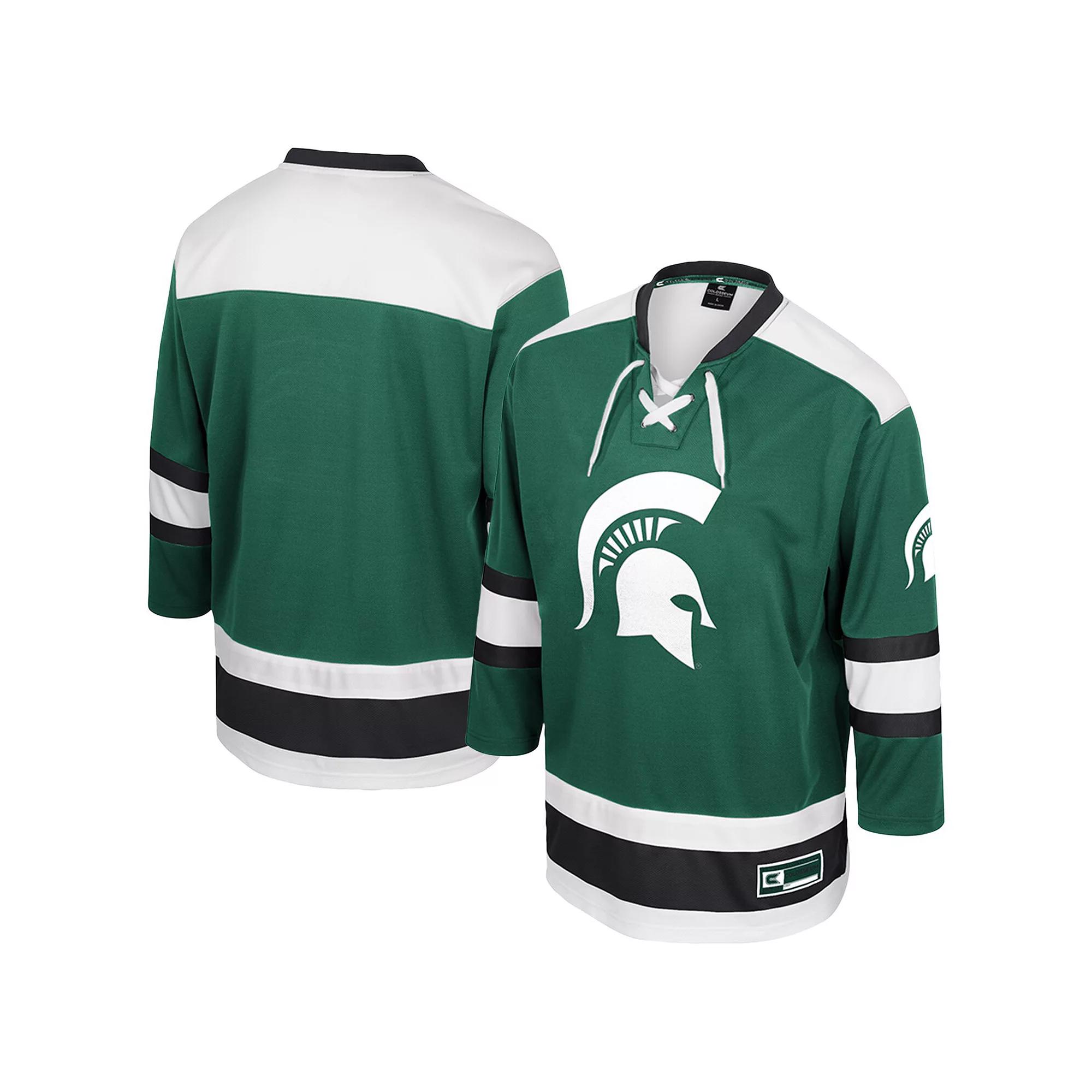 Men's Colosseum  Green Michigan State Spartans Athletic Machine Fashion Hockey Jersey, Size: Medium Product Image