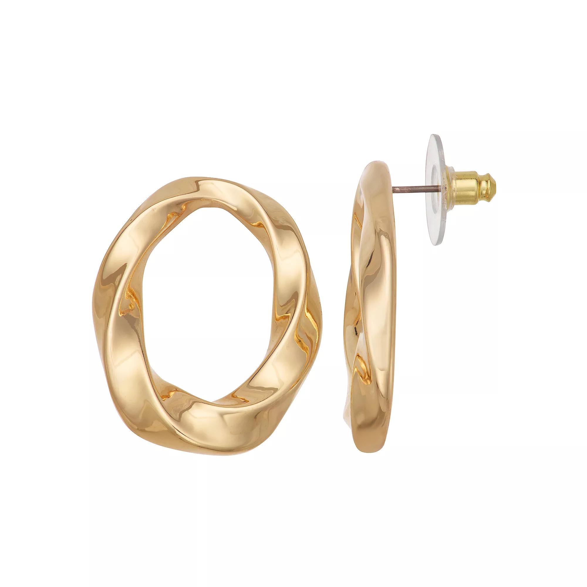 Napier Gold Tone Oval Drop Stud Earrings, Women's Product Image