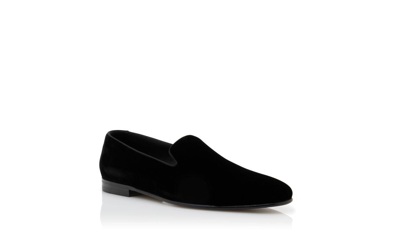 MARIO Black Velvet Loafers  Product Image