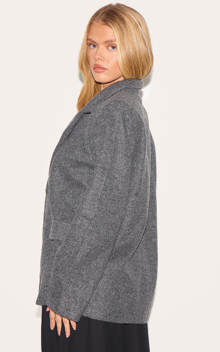 Charcoal Brushed Wool Look Tailored Blazer Product Image