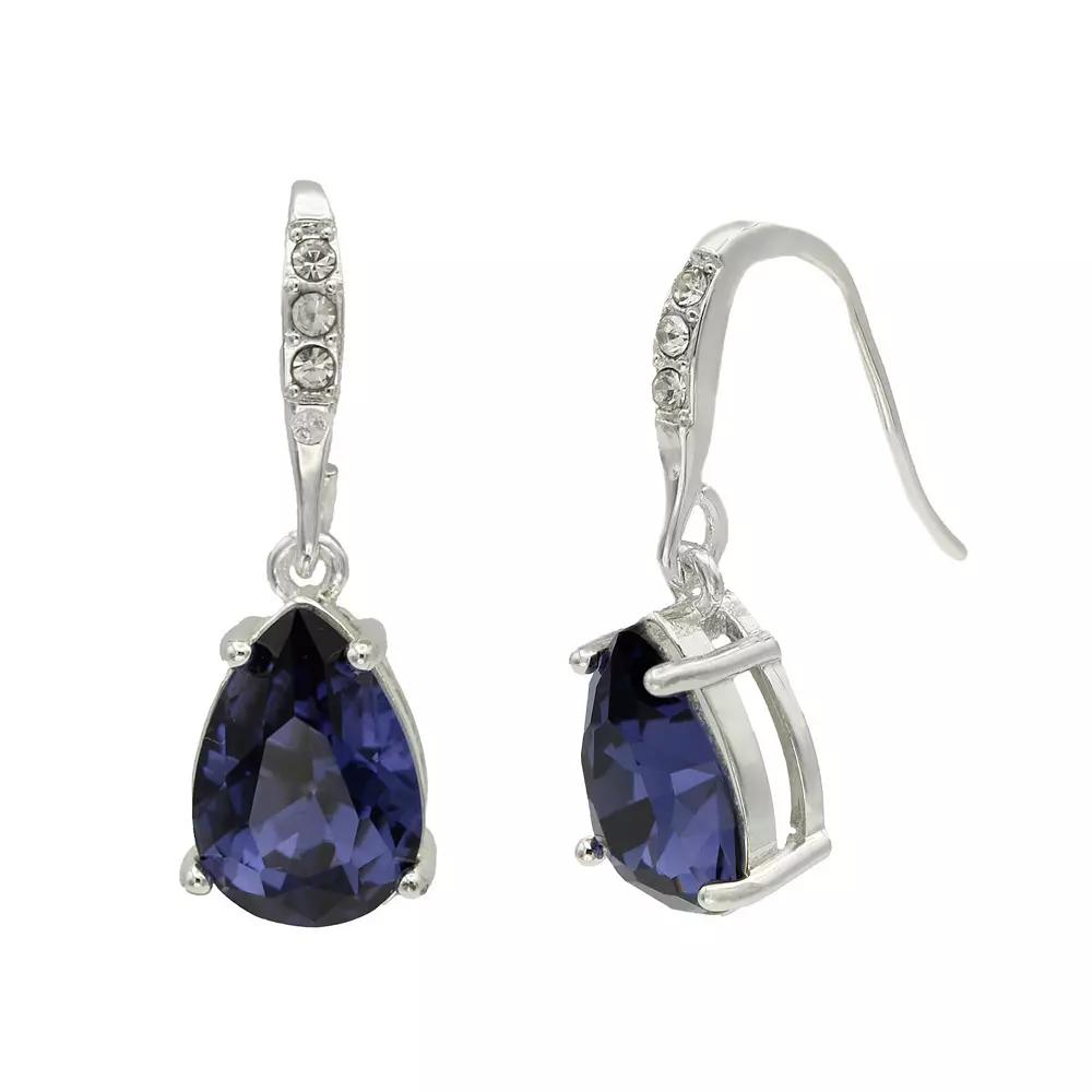City Luxe Purple Crystal Oval Drop Earrings, Women's, Silver Tone Purple Product Image