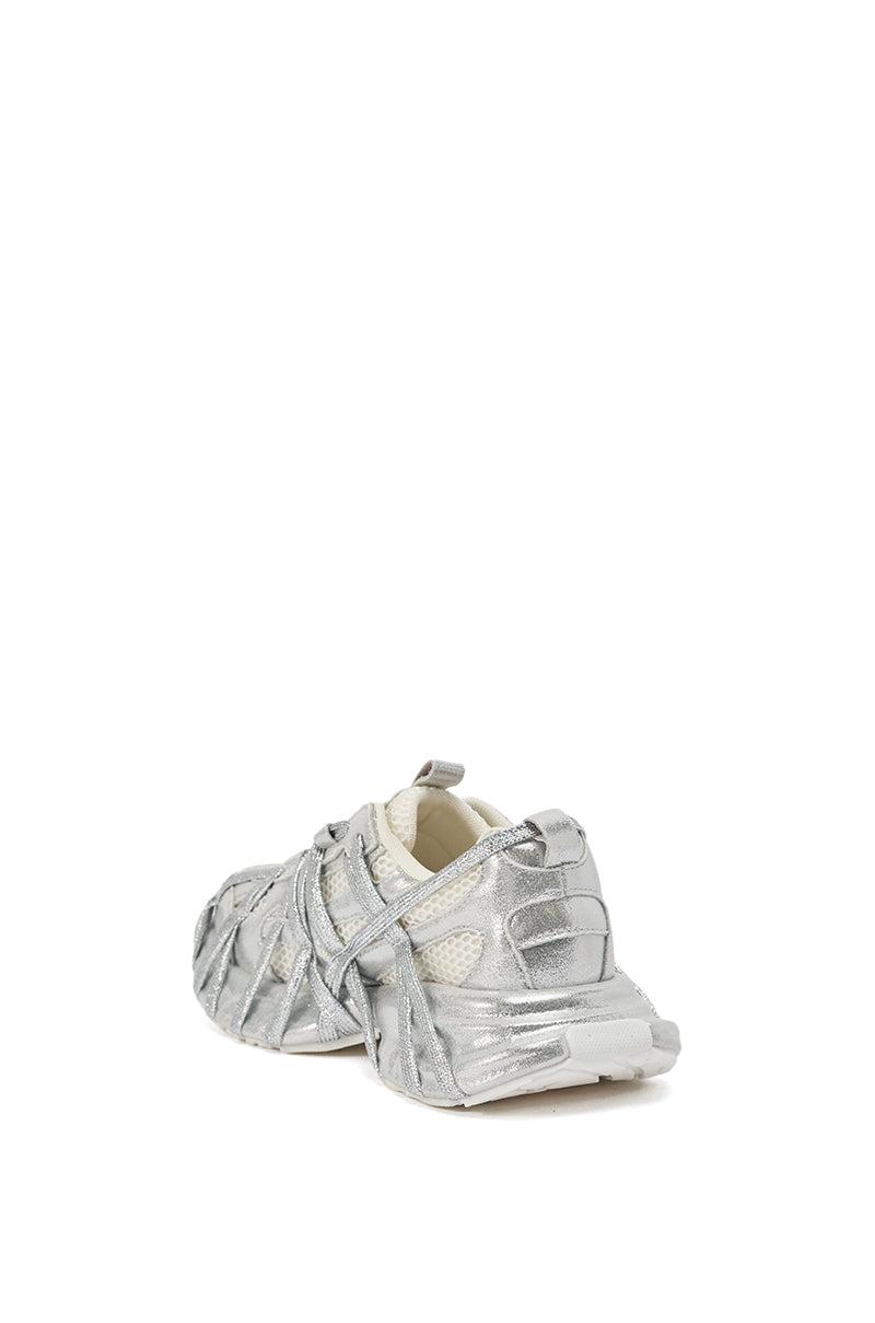 AZALEA WANG EASY SILVER EMBELLISHED CHUNKY SNEAKER Product Image