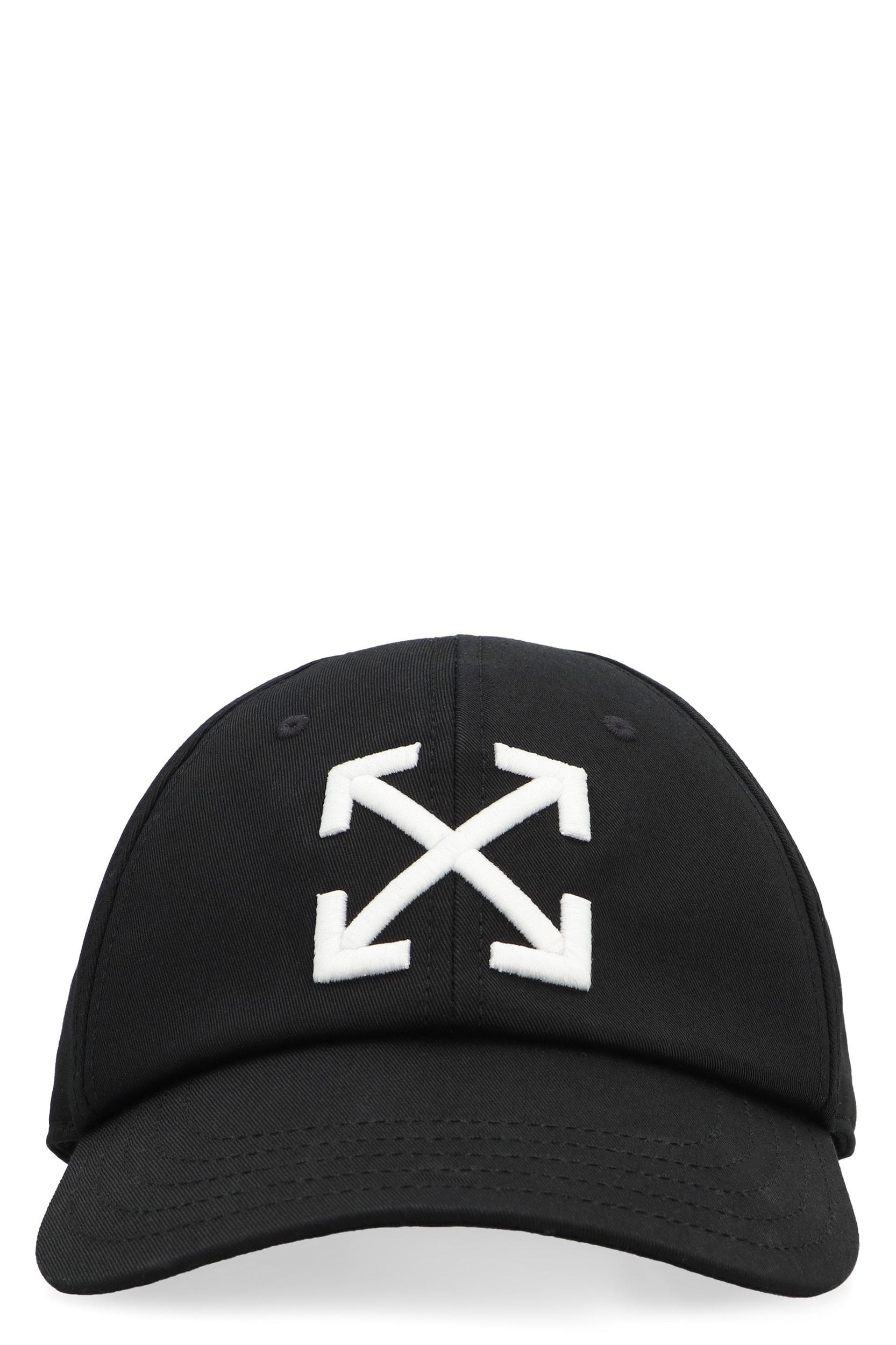 OFF-WHITE Arrow Brand-embroidered Cotton-twill Baseball Cap In Black White Product Image