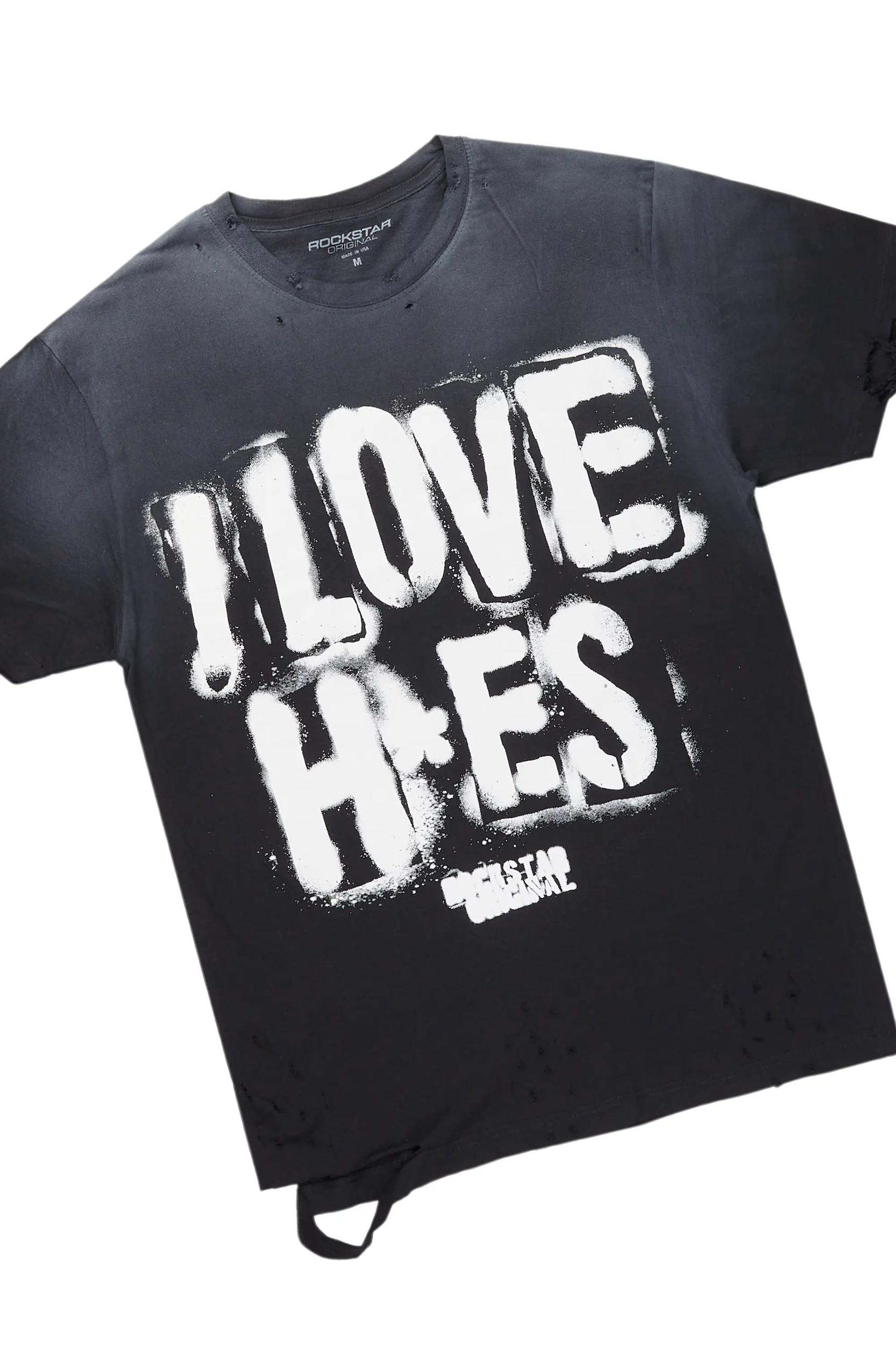 Banyan Black Graphic T-Shirt/Dag Stacked Flare Jean Set Male Product Image