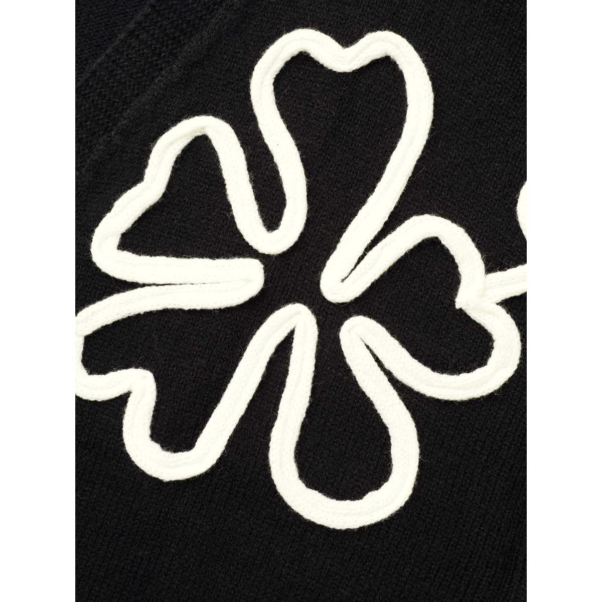 Plus Size Crochet Floral Kimono Collar Pocket Cardigan Black Women Casual Loose Long Sleeve Everyday Cardigans BloomChic 30/6X Product Image