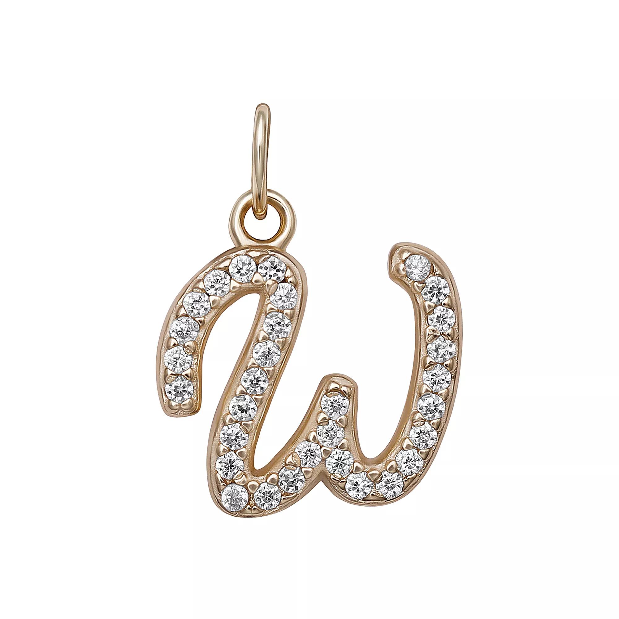 LC Lauren Conrad Sterling Silver Cubic Zirconia Initial Charm, Womens, Gold Tone O Product Image