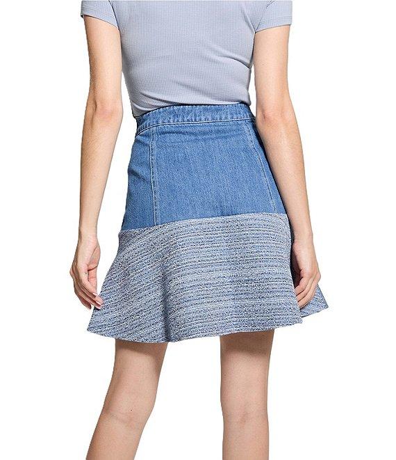Guess Elsie High Rise Tweed Mix Coordinating Denim Skirt Product Image