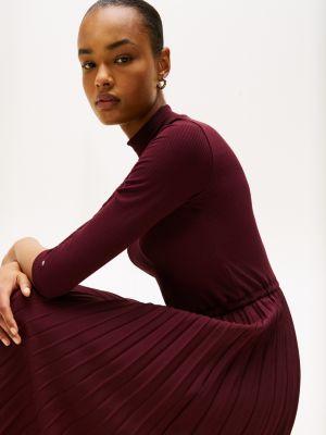 Pleated Mix Media Midi Dress Product Image