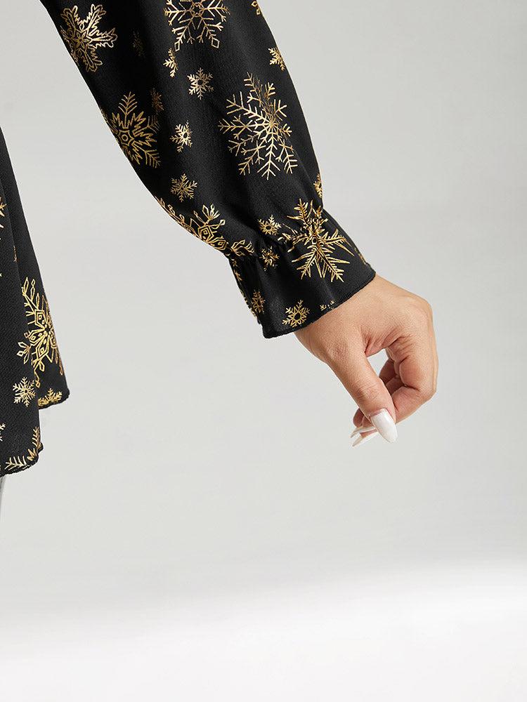 Glitter Snowflake Elastic Waist Ruched Wrap Blouse Female Product Image