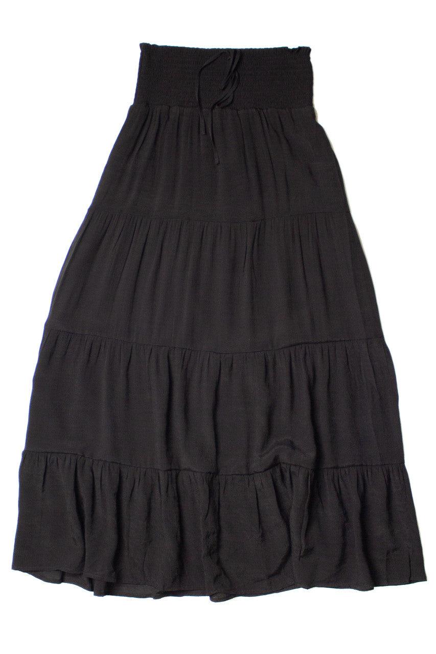 Black Smocked Waist Maxi Skirt Product Image