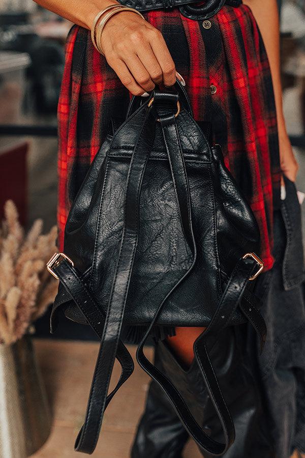 The Kenzo Faux Leather Fringe Backpack In Black Product Image