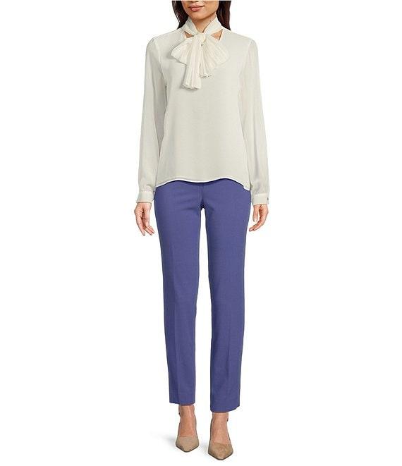 Calvin Klein Chiffon V-Neck Scarf Long Sleeve Blouse Product Image