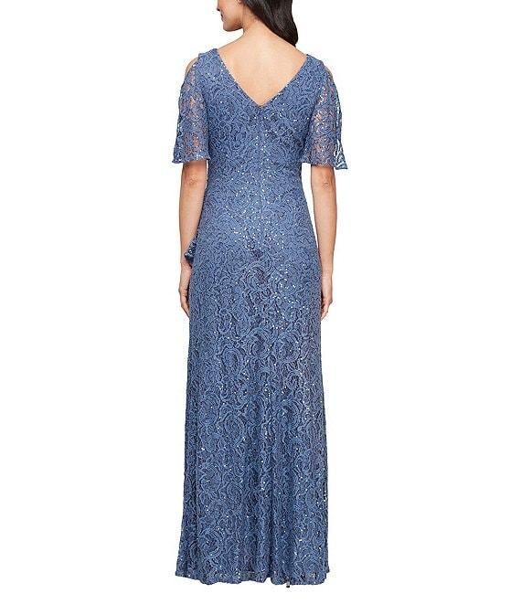 Alex Evenings Short Sleeve Stretch Sequin Lace Dress Product Image