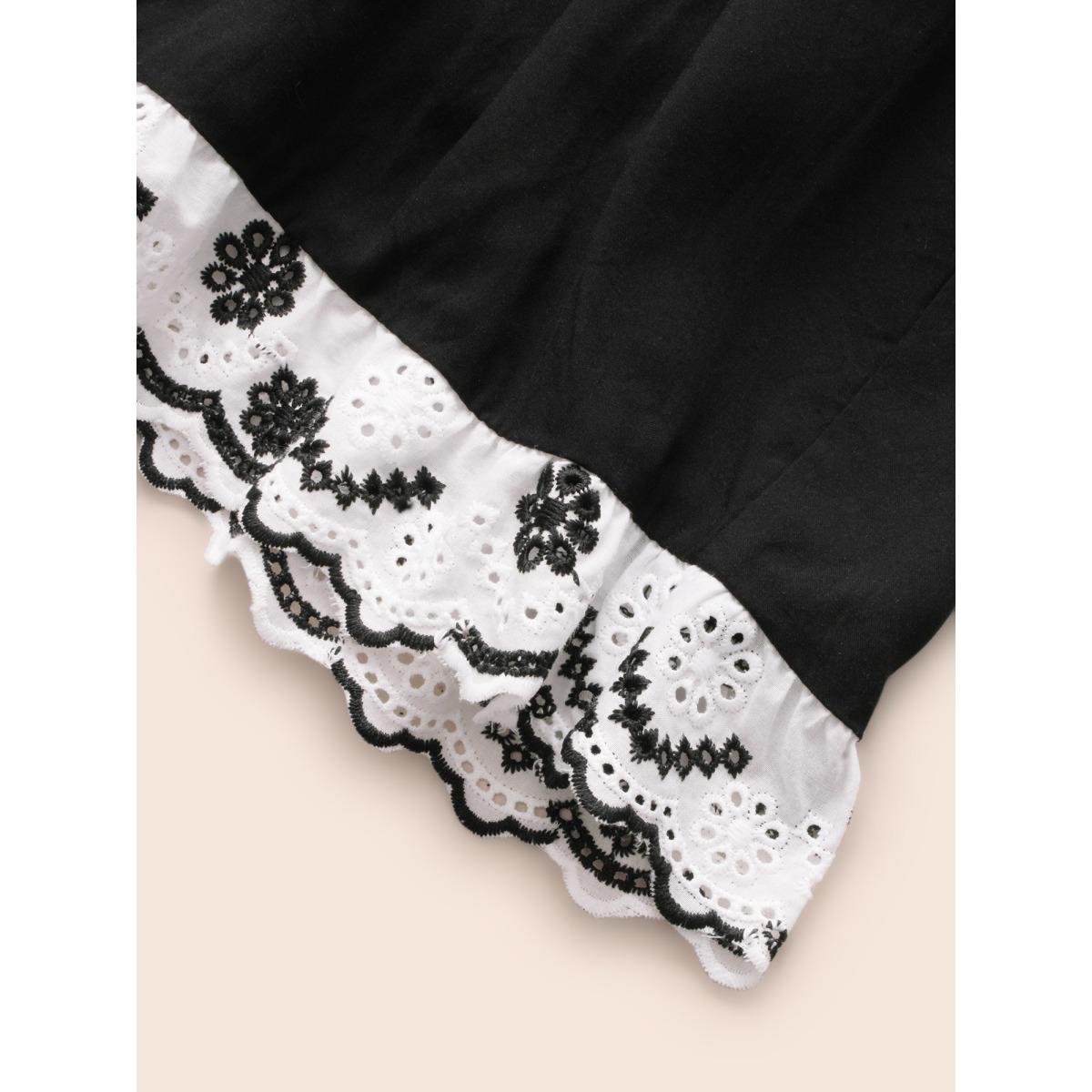 Plus Size Woven Ribbon Button Detail Cami Dress Black Women Resort Woven ribbon&lace trim V-neck Sleeveless Curvy BloomChic 28/5X Product Image