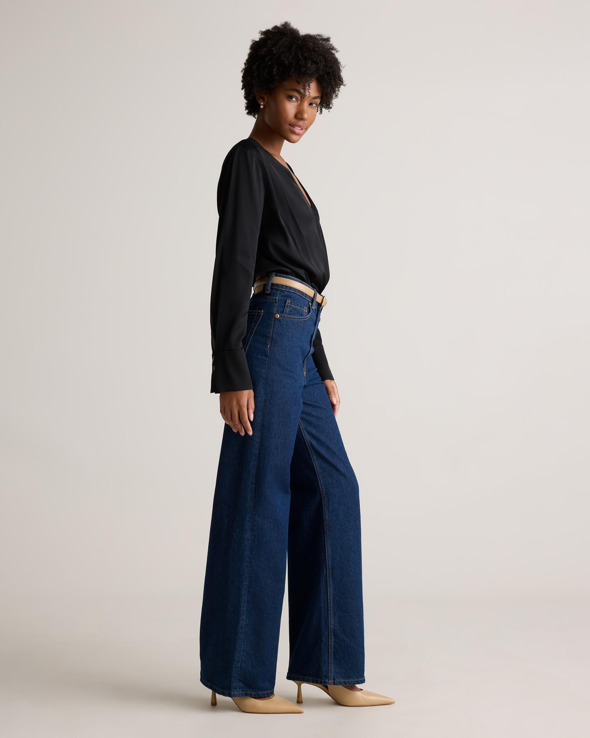 Quince | Women's Washable Stretch Silk Surplice Bodysuit Product Image