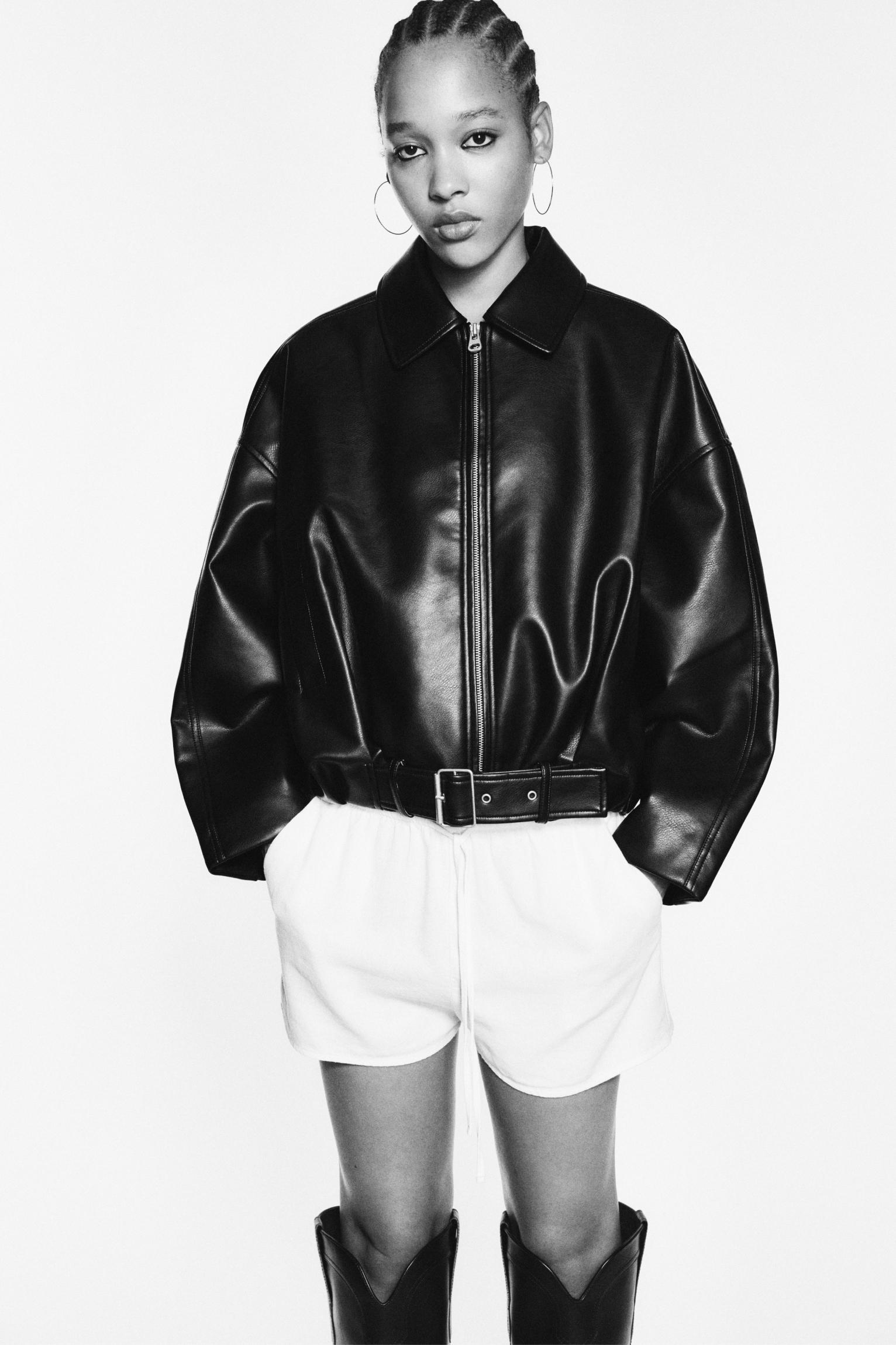 Faux leather bomber jacket Product Image