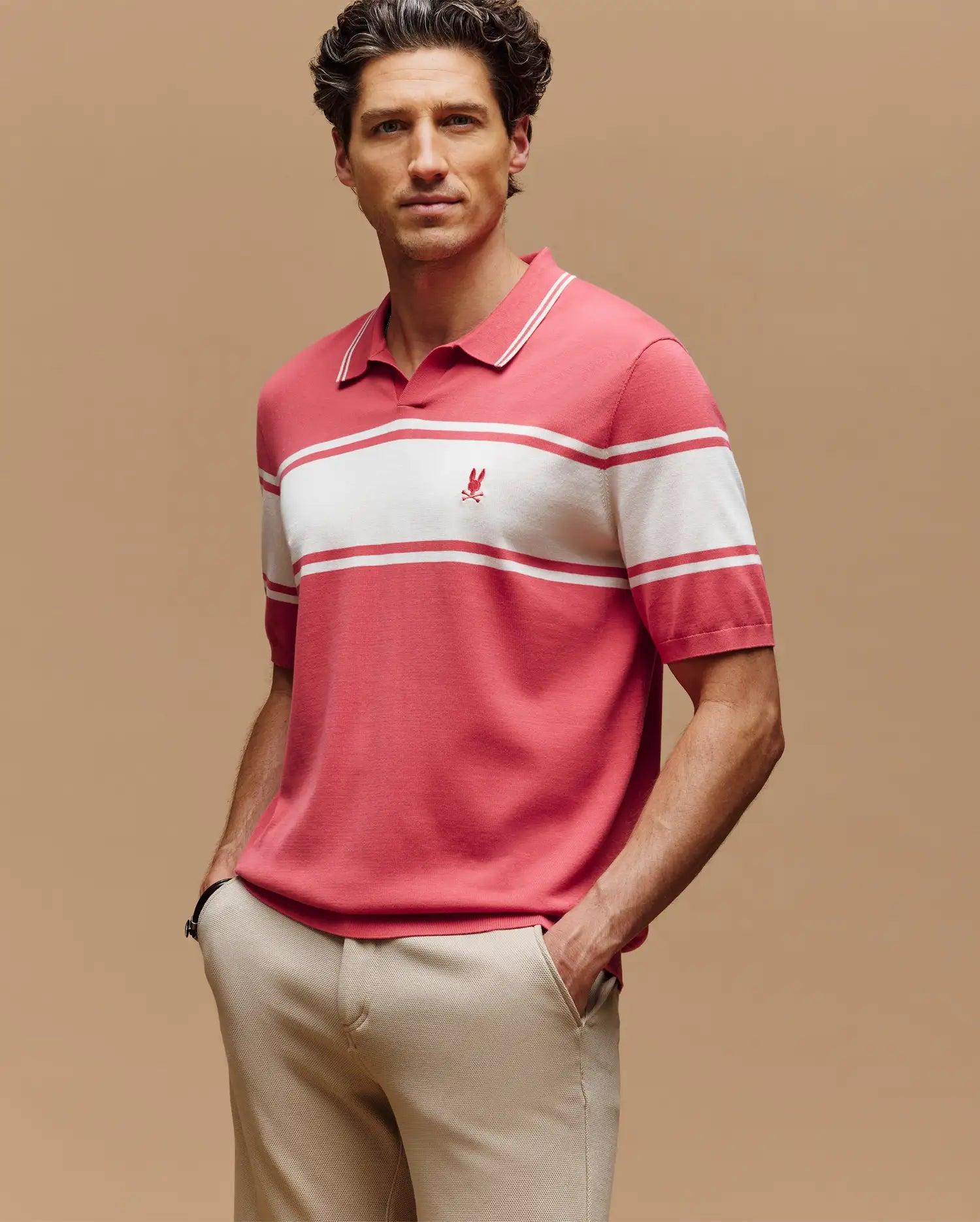 MENS ZAVIAN STRIPE KNIT POLO - MT0400055 Male Product Image