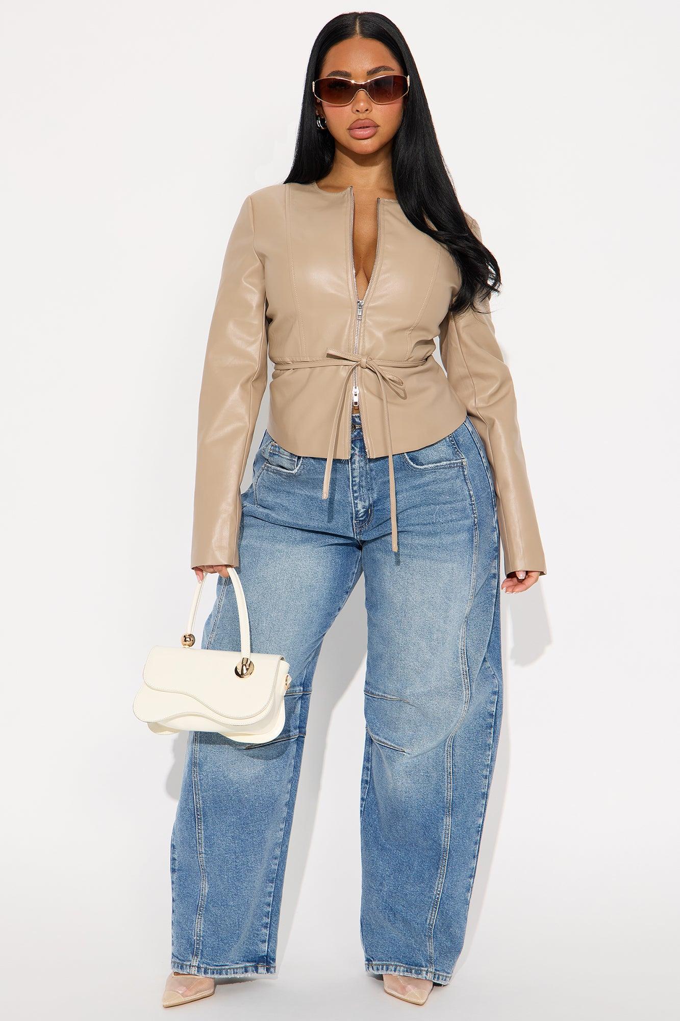 Too Fierce Faux Leather Peplum Jacket - Mocha Female Product Image