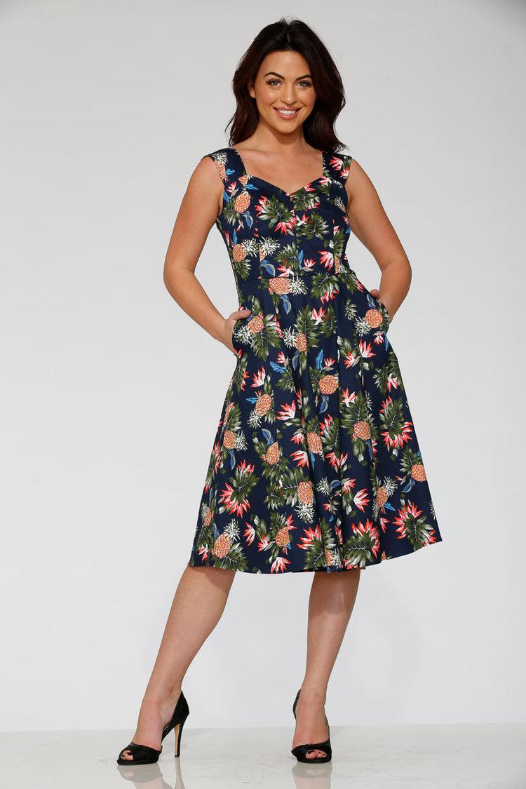 Navy Hawaiian Swing Dress Product Image