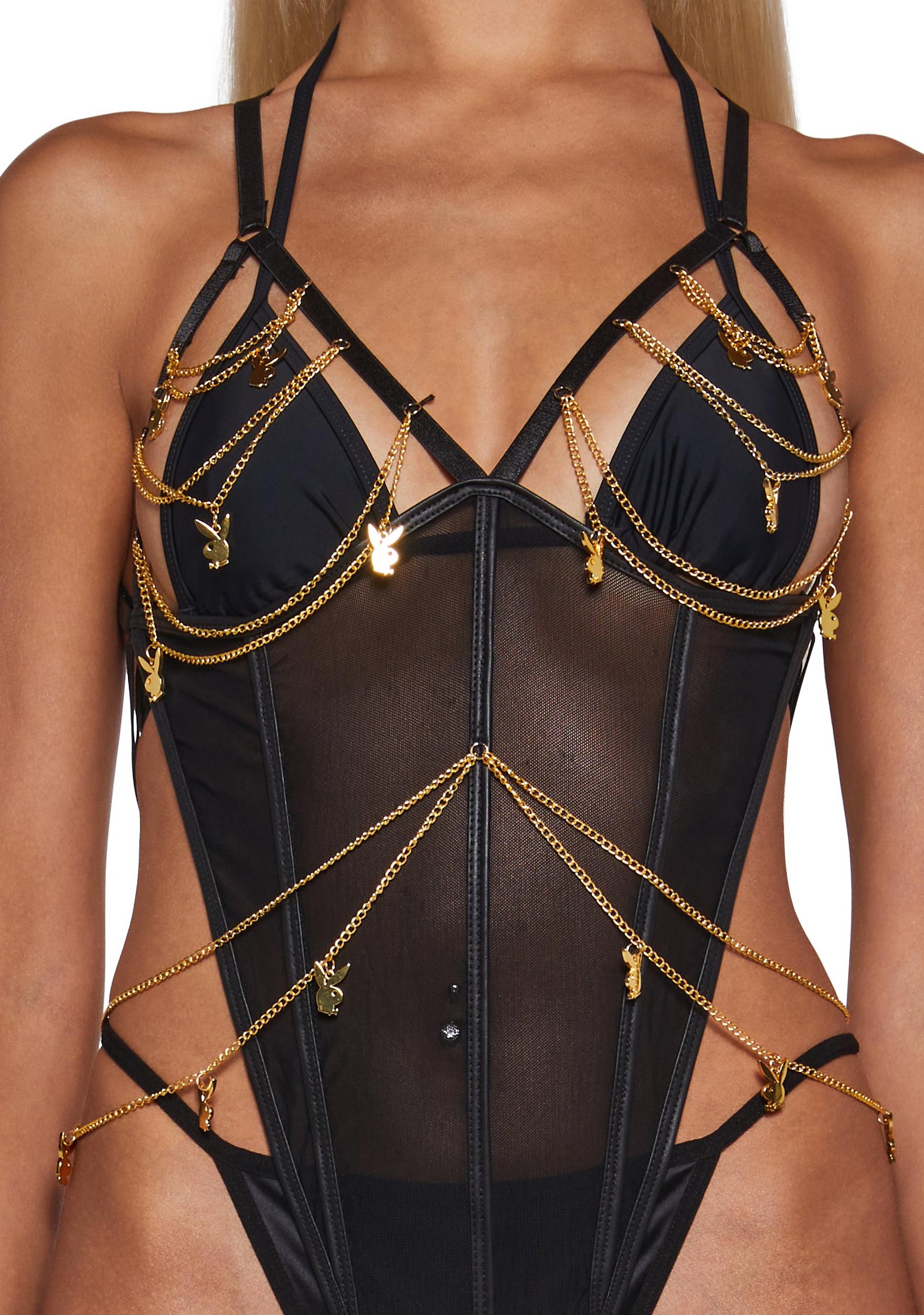 Womens Sexy Playboy Charm X-Rated Teddy - Black Product Image