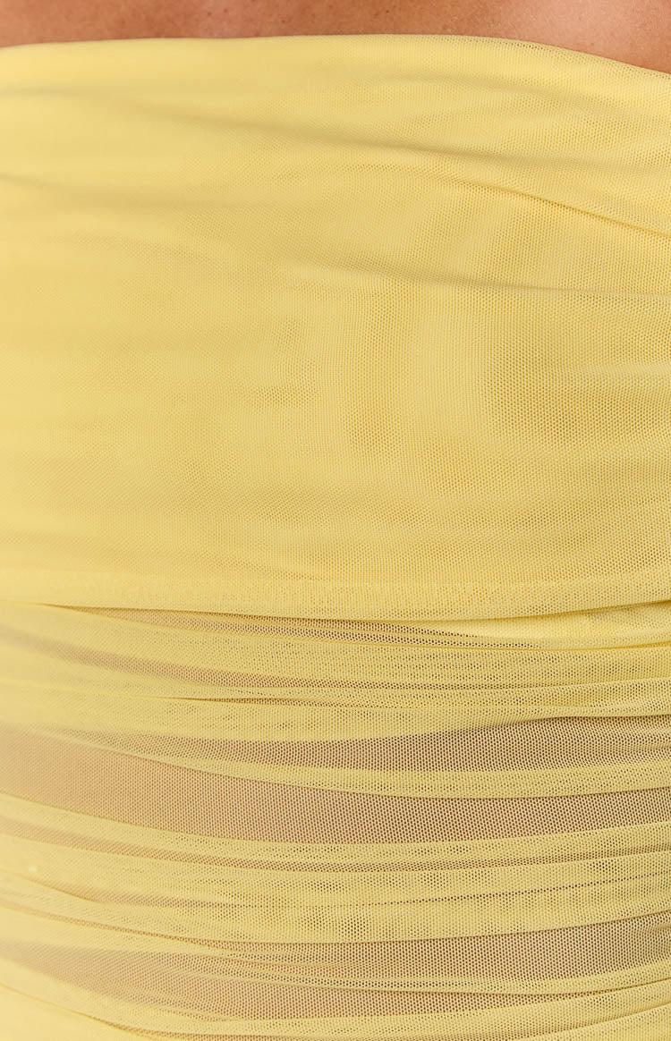 Sky Yellow Mesh Off Shoulder Top Girls Product Image