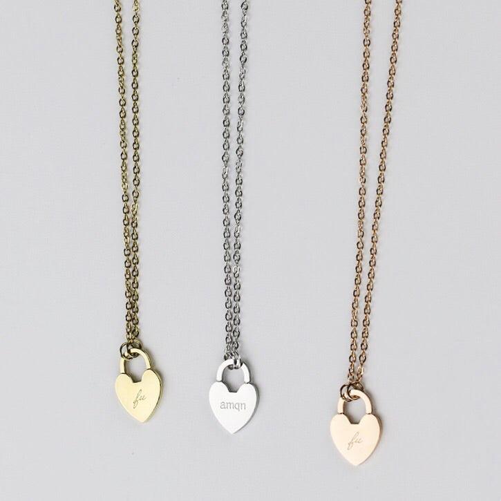 FU Heart Padlock Pendant Necklace Product Image
