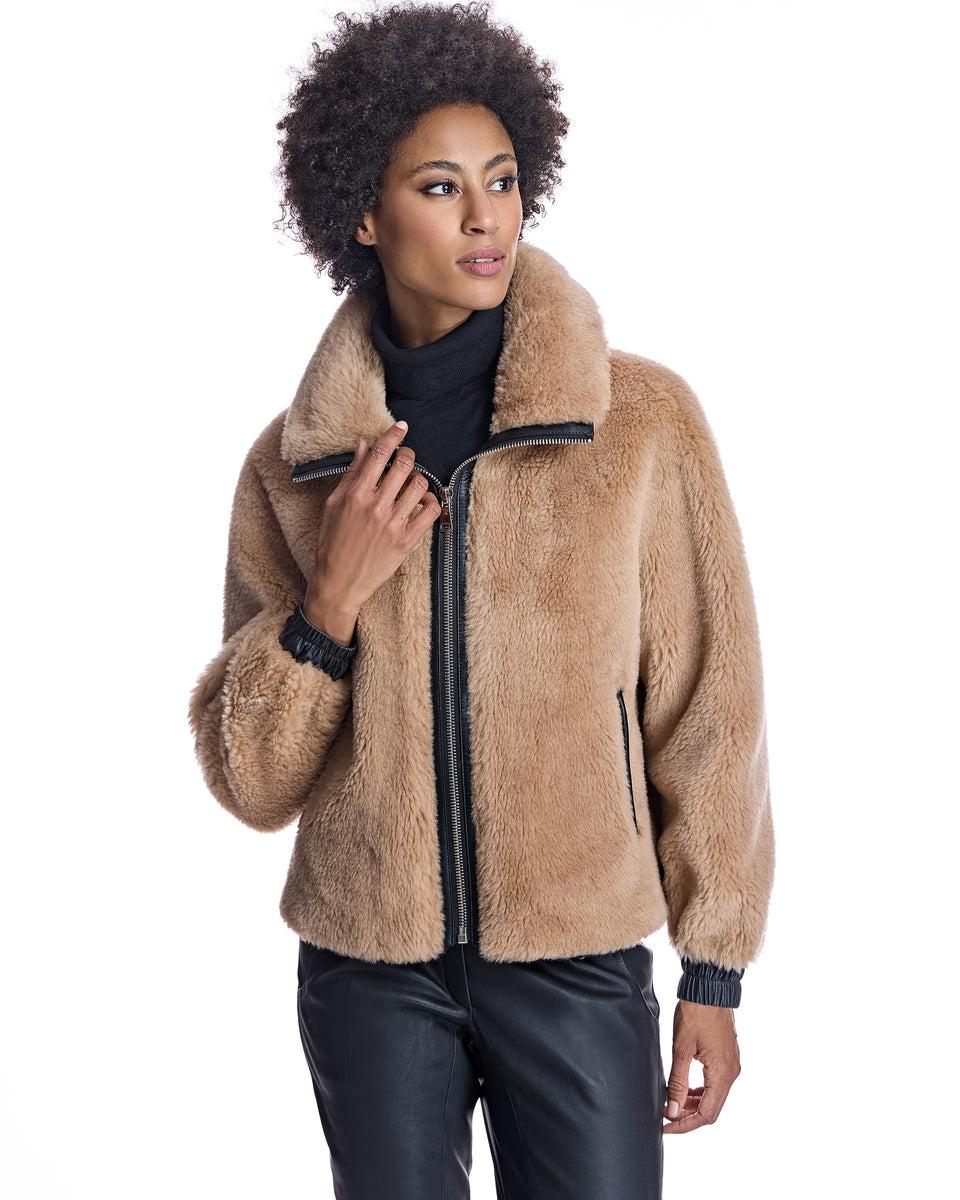 Lambswool Jacket with Leather Trims Product Image