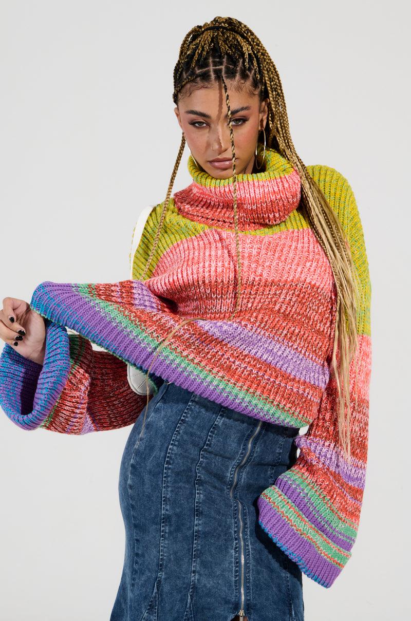 LOOK AT ME CHUNKY MULTI COLOR KNIT SWEATER Product Image