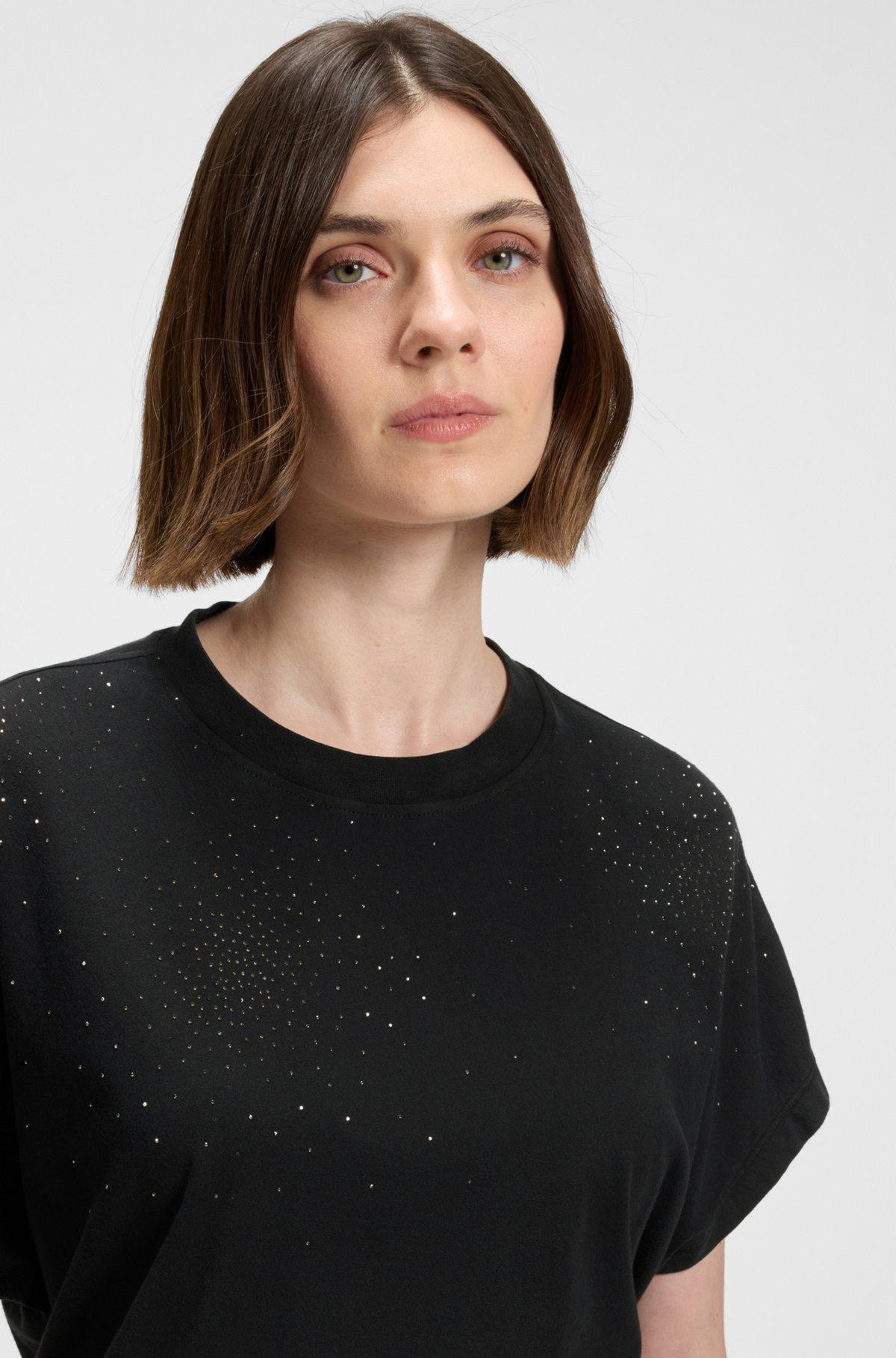 Oversize-fit cotton T-shirt with crystal artwork Product Image