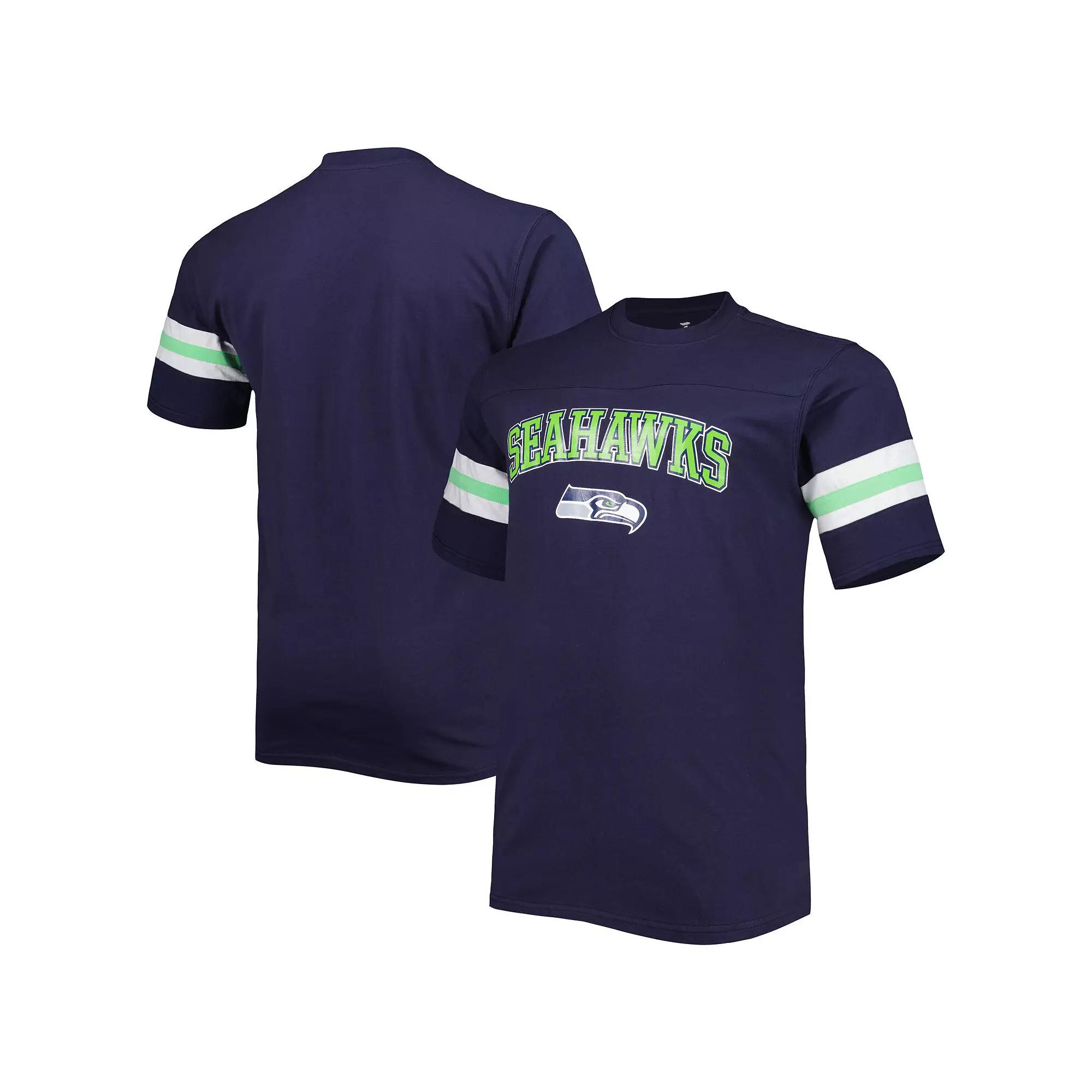 Men's College Navy Seattle Seahawks Arm Stripe T-Shirt, Size: 3XB, Blue Product Image