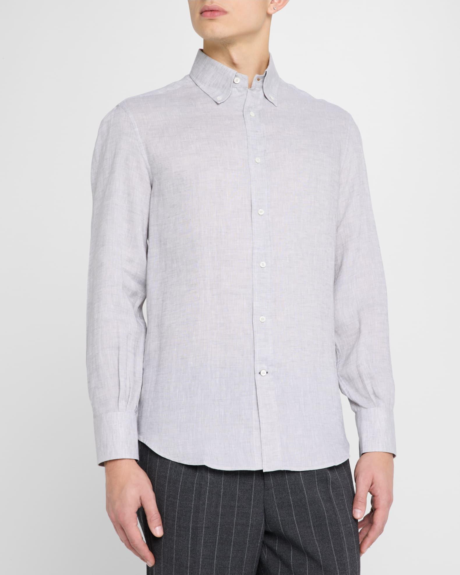 Men's Linen Casual Button-Down Shirt Product Image