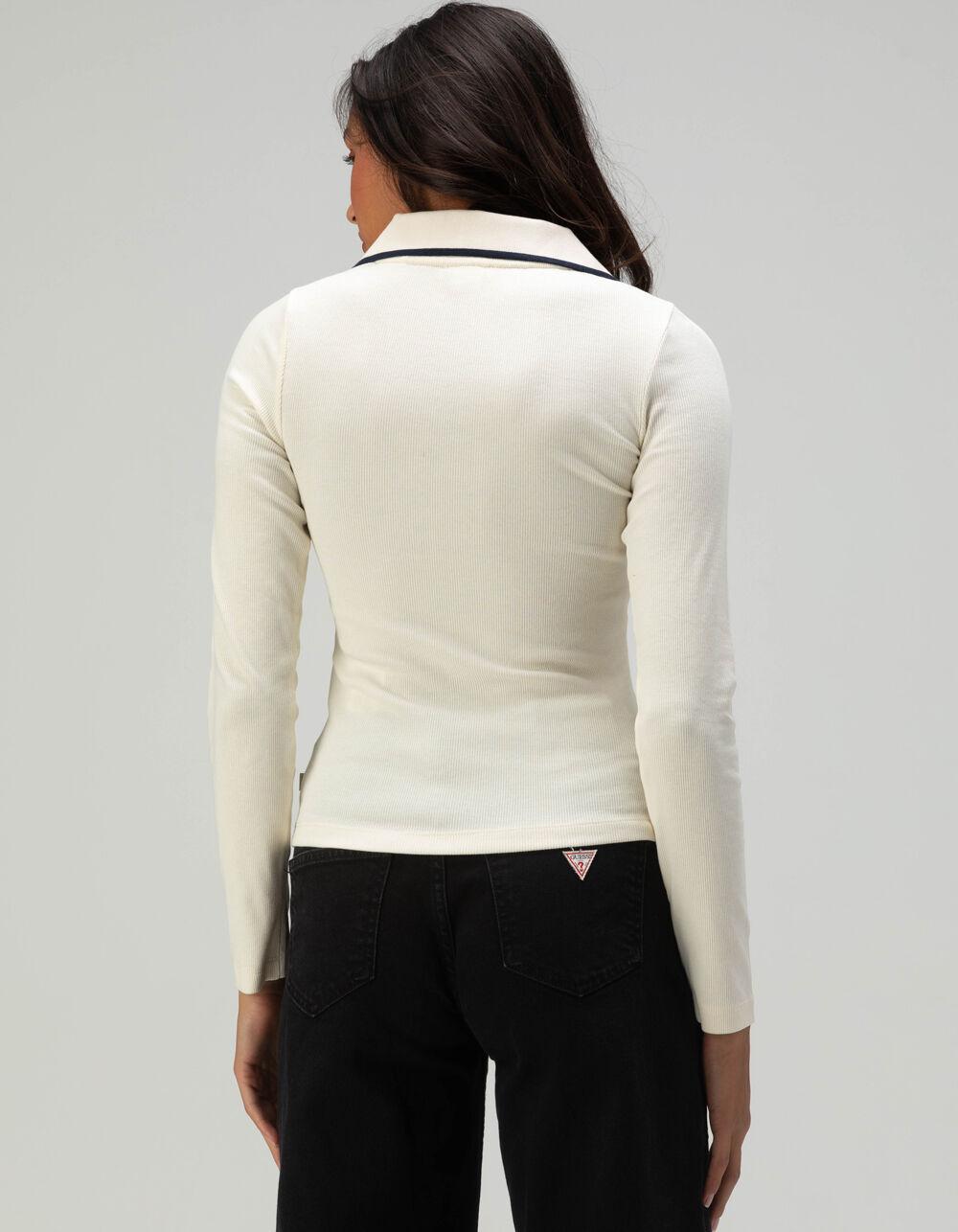 GUESS Slim Rib Knit Womens Long Sleeve Top - CREAM Product Image