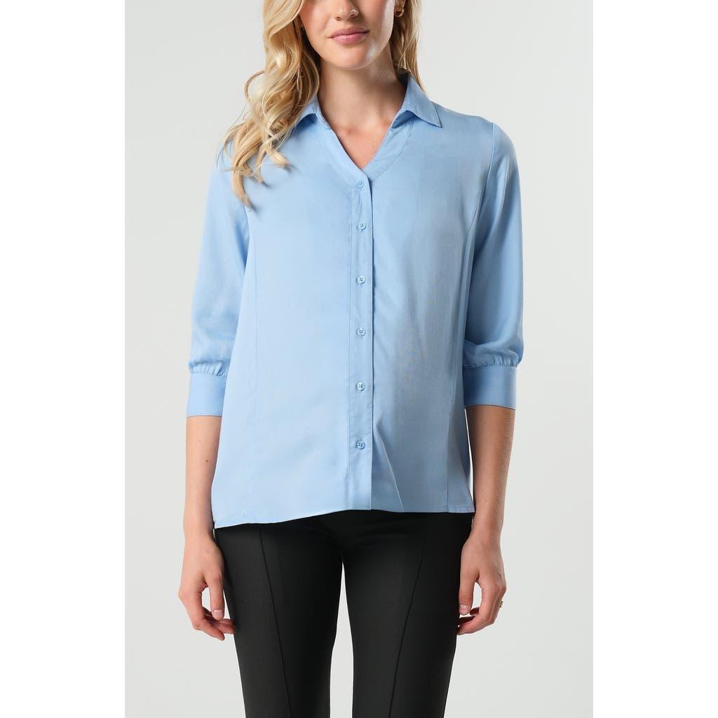 Marion Women's Petite No-Gap 3/4 Sleeve Maternity & Nursing Button Down Shirt Product Image