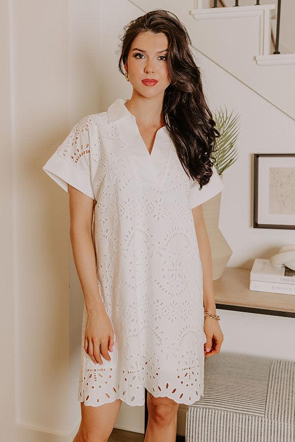 Smiles And Sorbet Eyelet Mini Dress in White Product Image