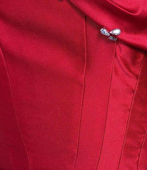 Blondie Nites Rhinestone Studded Satin Off-The-Shoulder Bow Party Dress Product Image