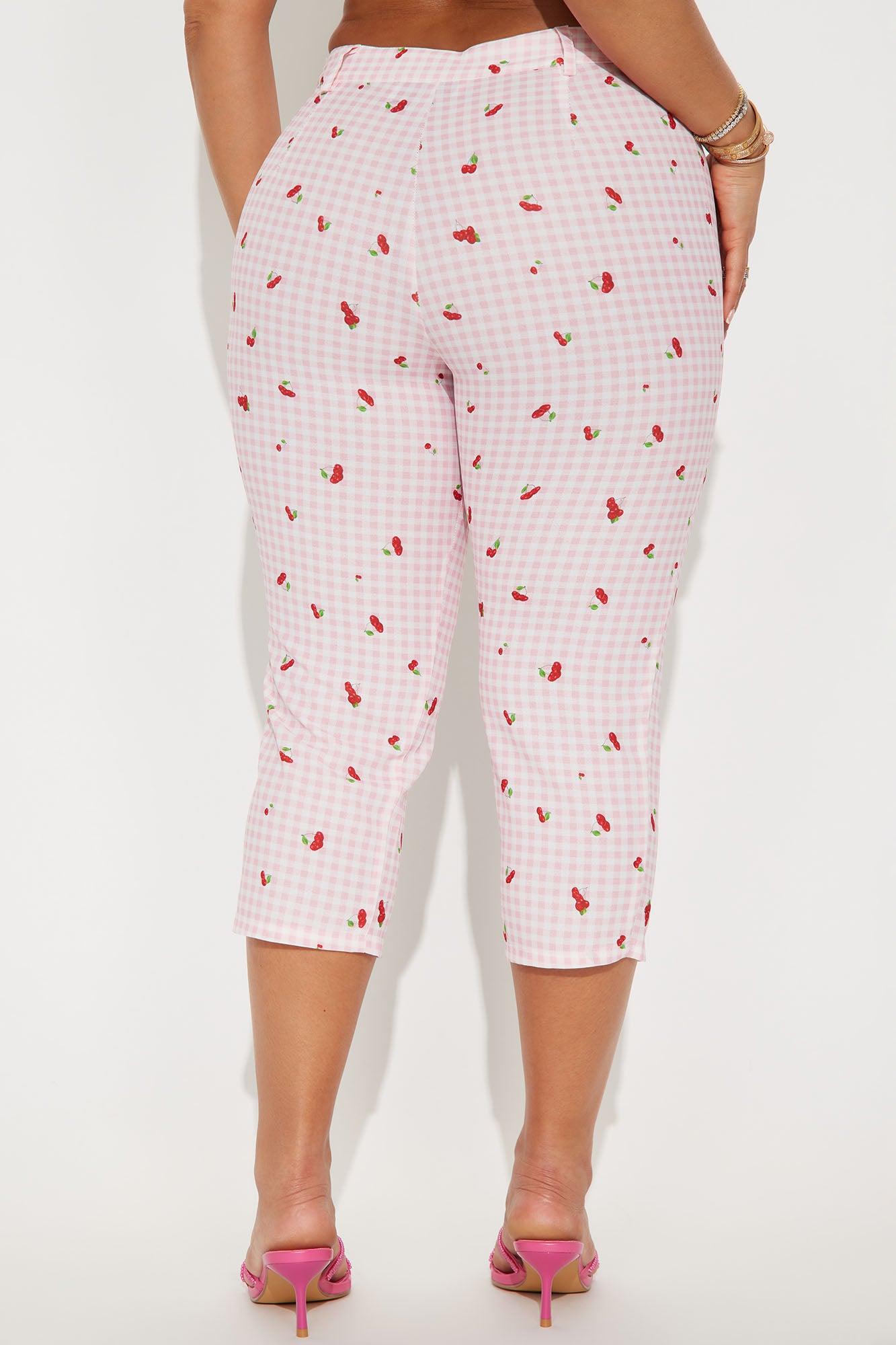 Cherry Love Gingham Capri Pant - Pink/combo Product Image