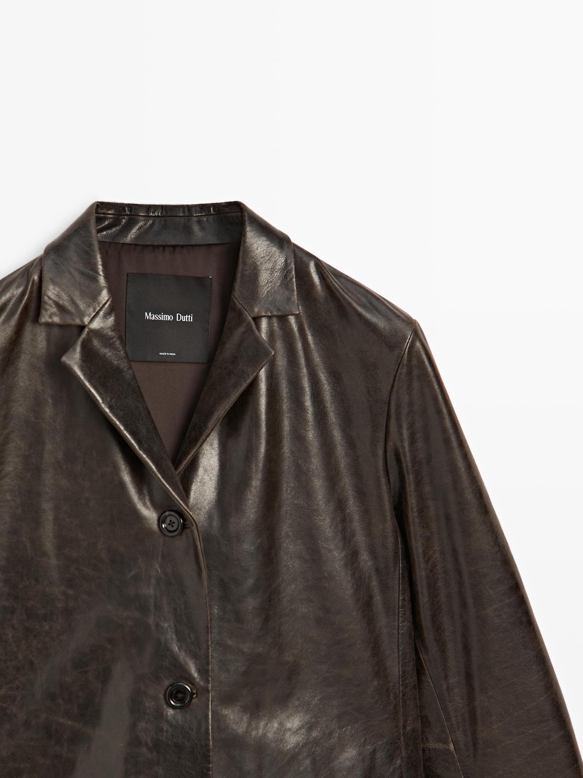 Nappa leather blazer with distressed finish Product Image