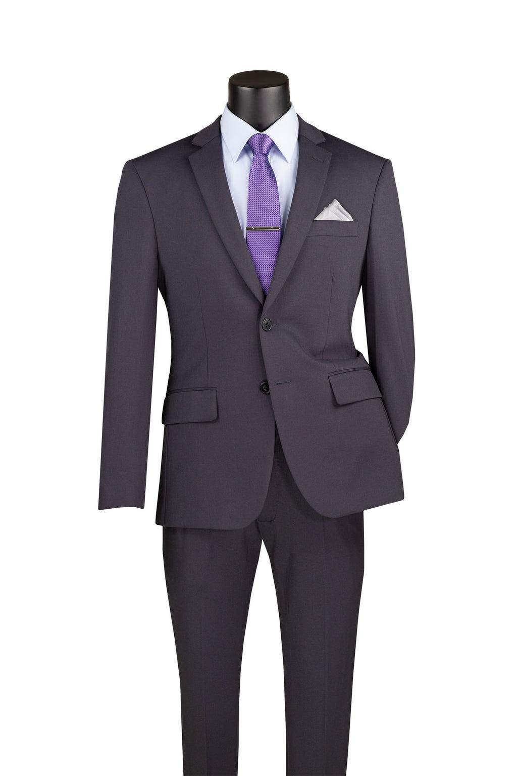 Slim Fit 2 Piece Suit Stretch Fabric Suit with Adjustable Waistband in Navy Product Image